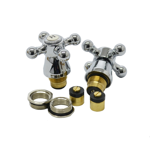 Plumbright Pair of 1/2" Cross Head Replacement Basin Tap Heads Chrome 787151