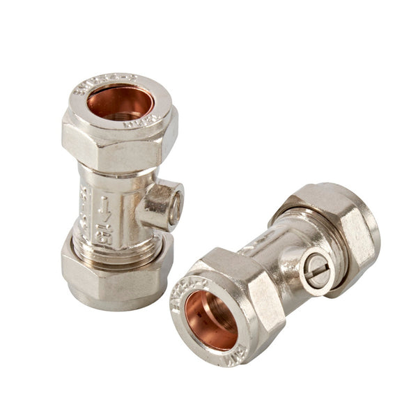 Plumbright Straight Isolating Valve Chrome 15mm