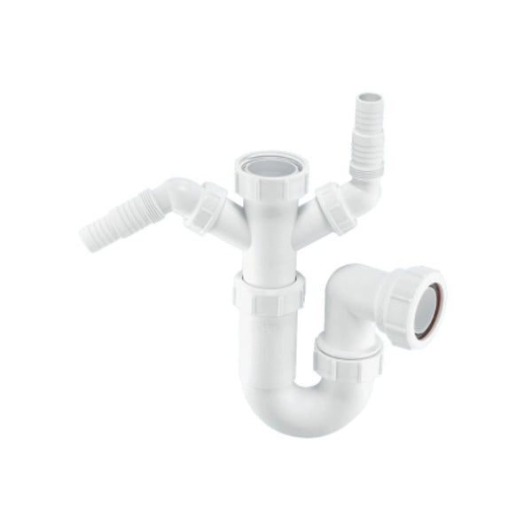 McAlpine Sink P Trap And 2 Nozzles White 38mm Wm11