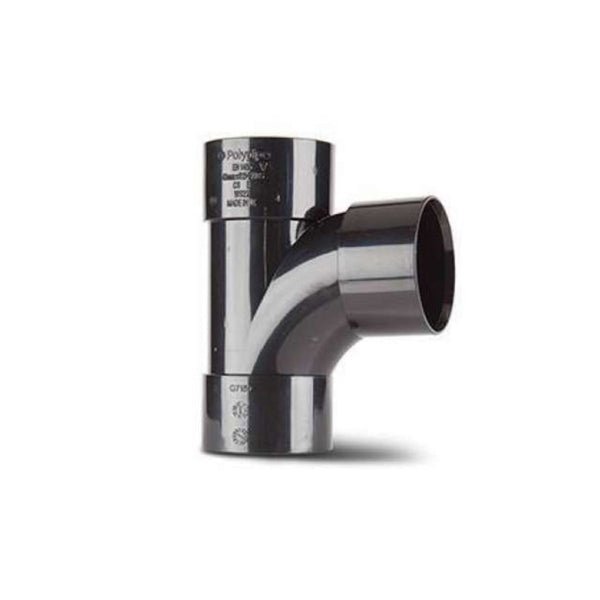 Polypipe Waste Solvent Weld Abs 92.5 Inch Swept Tee Black 40mm Ws22B