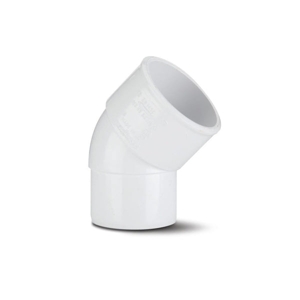 Polypipe Waste Solvent Weld Abs 45 Inch Spigot Bend White 40mm Ws49W
