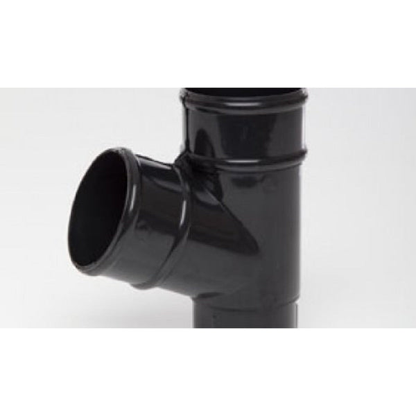 Polypipe Half Round Rainwater System 68mm Downpipe 112.5 Degree Pipe Branch Black RR129B