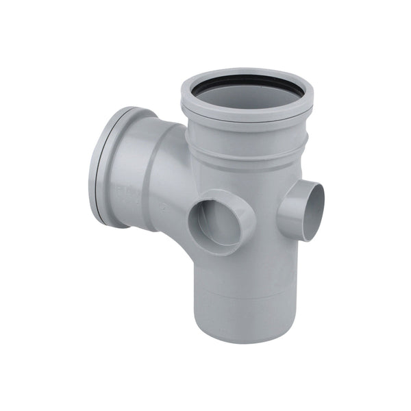 Wavin OsmaSoil 110mm Ringseal Single Socket Single Branch 87.5 Degree 4S190 Grey