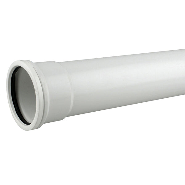 Wavin OsmaSoil 110mm Ringseal Single Socket Pipe 3M 4S043 White