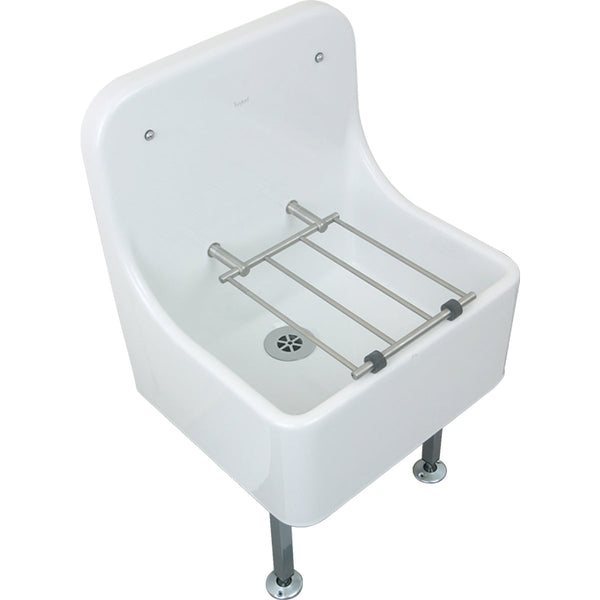 Twyford Cleaners Sink High Back with Grating and Pad White FC1044WH