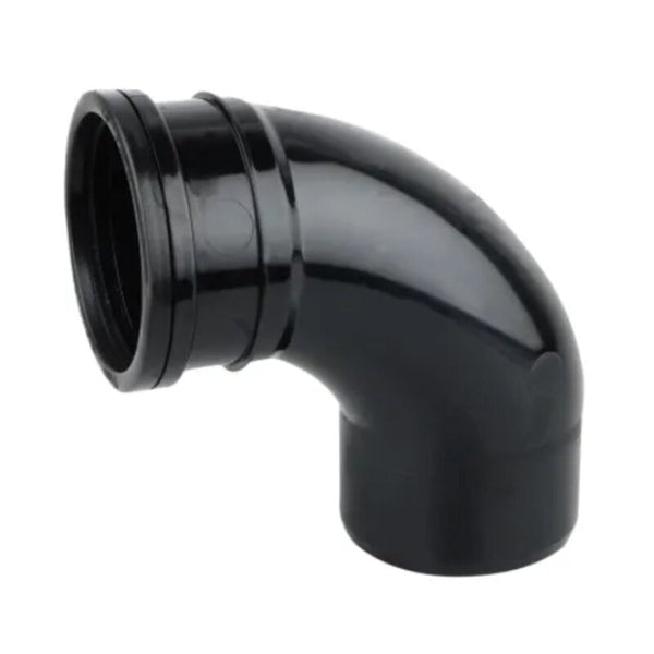 Wavin OsmaSoil 110mm Ringseal Single Socket Bend 87.5 Degree 4S161 Black