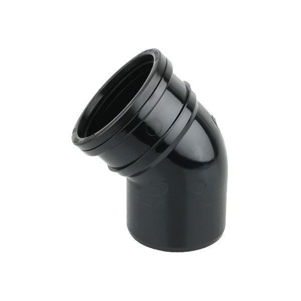 Wavin OsmaSoil 110mm Ringseal Single Socket Bend 45 Degree 4S163 Black
