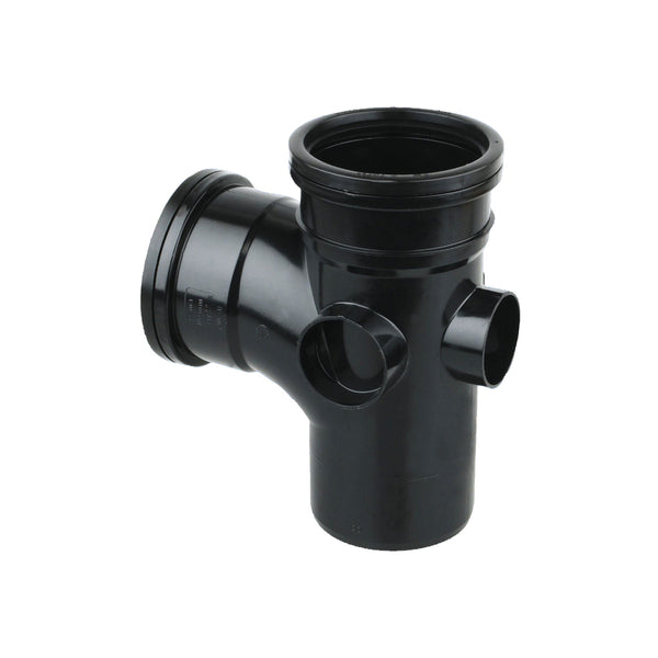 Wavin OsmaSoil 110mm Ringseal Single Socket Single Branch 87.5 Degree 4S190 Black