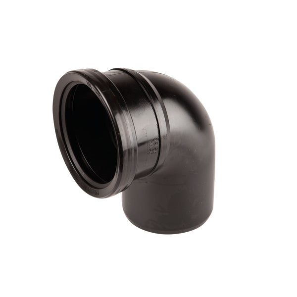 Wavin OsmaSoil 110mm Ringseal Single Socket Tight Radius Bend 87.5 Deg 4S160 Black