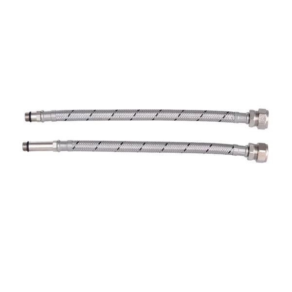 Plumbright Compression x Monobloc Flexible Hose 15mmxM10, 300mm (Braided Pair) JL1510-30