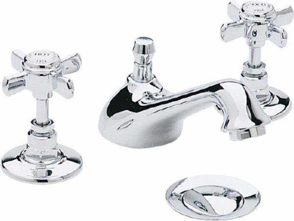 Heritage Dawlish 3 Taphole Basin Mixer Tap and Waste Chrome TDCC06