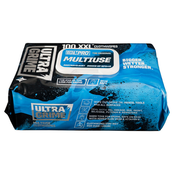 Ultragrime PRO Multi-use Cleaning Wet Cloth Wipes XXL+ (100 Thick Large Wipes) 5900