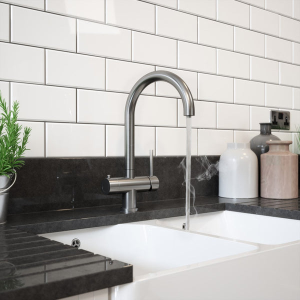 Francis Pegler Brushed Steel 4 Way Hot Water Kitchen Tap