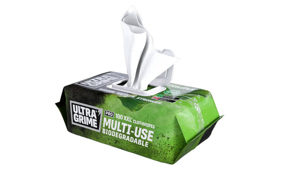 UltraGrime PRO Multi-use Biodegradable Cleaning Wet Cloth Wipes XXL+ (100 Thick Large Wipes) 5940