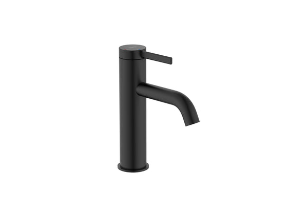 Roca ONA Cold Start Basin Mixer Tap Smooth Body with Click Clack Waste, Matt Black A5A3A9ENB0