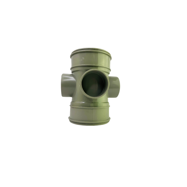 Davant Solvent Soil Double Socket Short Boss Pipe Connector 110mm x 63mm Olive Grey