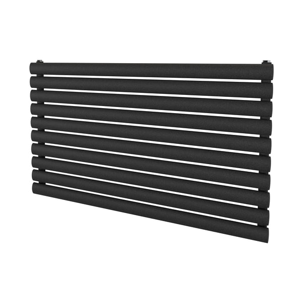 Plumbright Pearl 584x1000mm Textured Anthracite Horizontal Oval Tube Designer Radiator PRLH5841000A