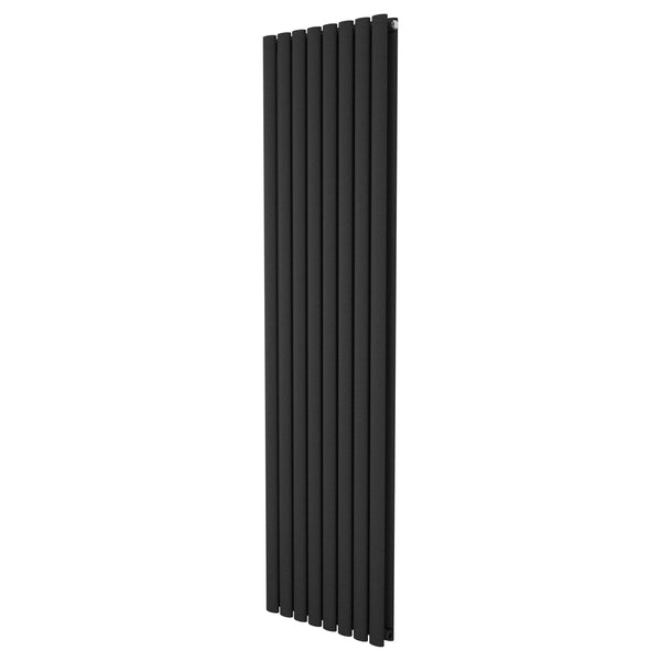 Plumbright Pearl Duplex 1800x468mm Textured Anthracite Vertical Oval Tube Designer Radiator PRLD1800468A